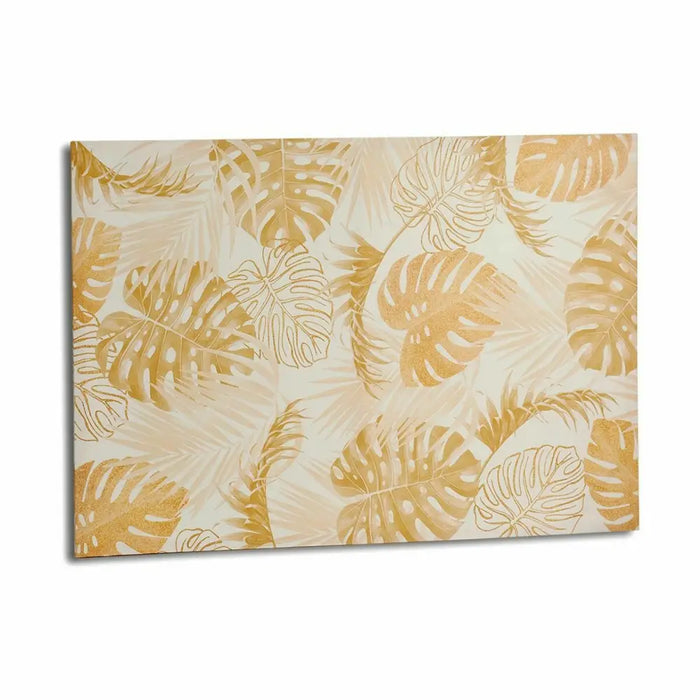 Canvas Gift Decor Golden Leaf of a plant 120 x 80 x 2,5 cm (4 Units) - Декорация и Осветление<<<Дом