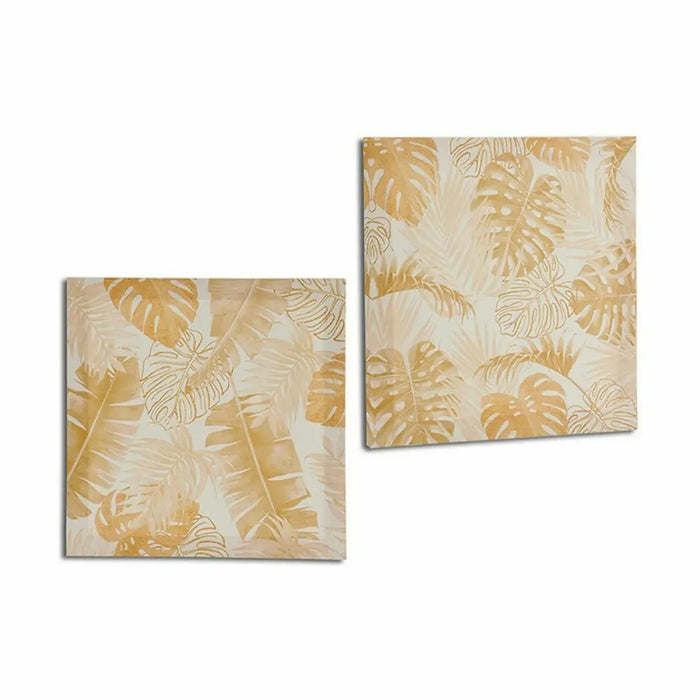 Canvas Gift Decor Golden Leaf of a plant 28 x 28 x 1,5 cm (36 Units) - Декорация и Осветление<<<Дом