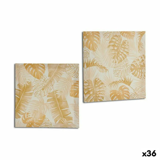 Canvas Gift Decor Golden Leaf of a plant 28 x 28 x 1,5 cm (36 Units) - Декорация и Осветление<<<Дом