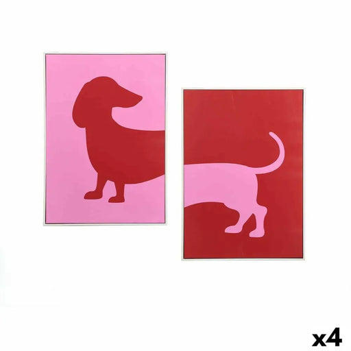 Canvas Gift Decor Red Pink Dog 50 x 3 x 70 cm (4 Units) - Декорация и Осветление<<<Дом Градина<<<BigBuy&&&Картини и