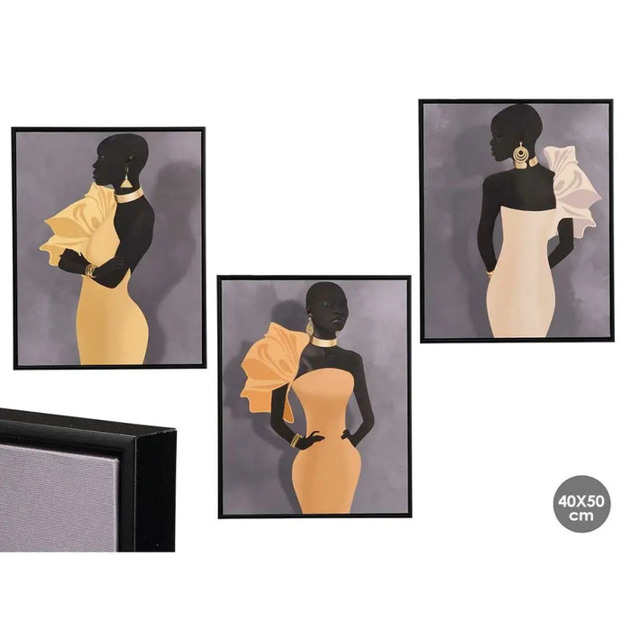 Canvas Gift Decor Yellow Black Grey 40 x 3 x 50 cm (6 Units) - Декорация и Осветление<<<Дом Градина<<<BigBuy&&&Картини