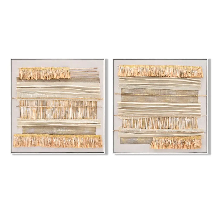 Canvas Home ESPRIT Beige Natural Boho 82 x 4,5 x 82 cm (2 Units) - Декорация и Осветление<<<Дом