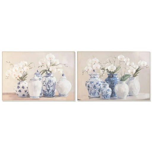 Canvas Home ESPRIT Blue White Oriental Vase 122,5 X 4,5 X 82,5 CM (2 Units) - Декорация и Осветление<<<Дом