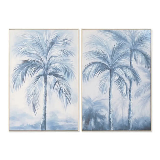 Canvas Home ESPRIT Blue White Palms Tropical 82,5 x 3,5 x 122,5 cm (2 Units) - Декорация и Осветление<<<Дом