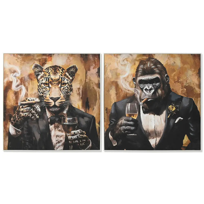 Canvas Home ESPRIT Brown Black Golden 103,5 x 3,5 x 103,5 cm (2 Units) - Декорация и Осветление<<<Дом