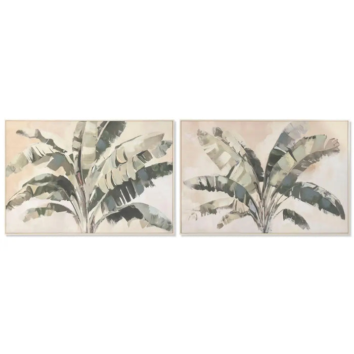Canvas Home ESPRIT Brown Green Palms Tropical 122,5 x 3,5 x 82,5 cm (2 Units) - Декорация и Осветление<<<Дом
