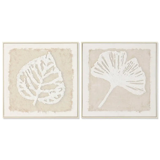 Canvas Home ESPRIT White Beige Leaf of a plant Cottage 62,5 X 3,5 X 62,5 CM (2 Units) - Декорация и Осветление<<<Дом