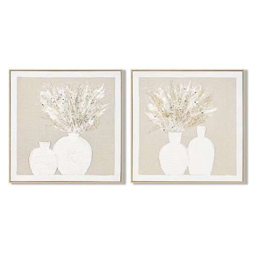 Canvas Home ESPRIT White Beige Vase Cottage 62 x 4,5 x 62 cm (2 Units) - Декорация и Осветление<<<Дом