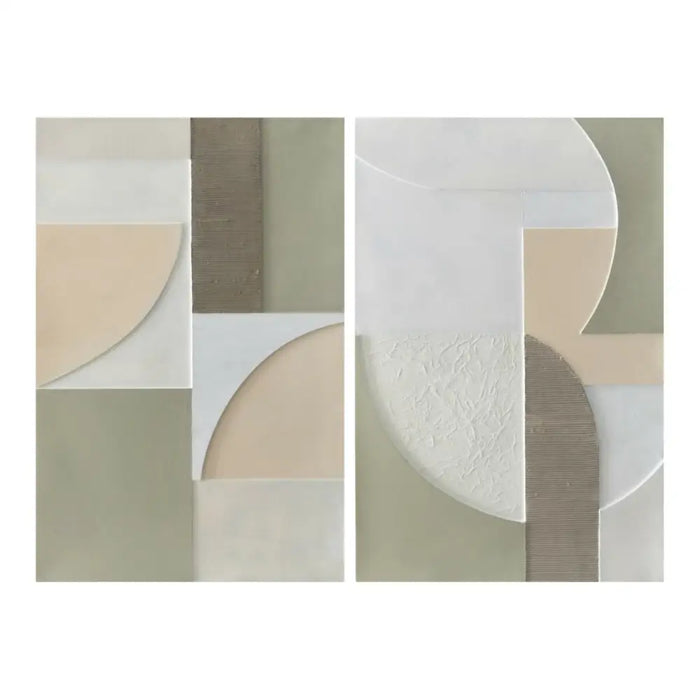 Canvas Home ESPRIT White Green Abstract Urban 80 x 3,5 x 120 cm (2 Units) - Декорация и Осветление<<<Дом