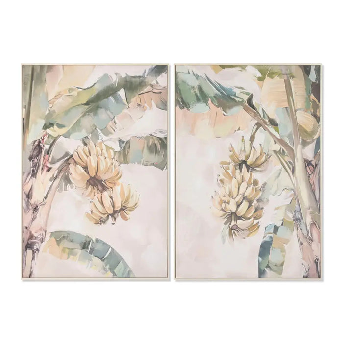 Canvas Home ESPRIT Yellow Green Tropical 82,5 x 3,5 x 122,5 cm (2 Units) - Картини и плакати<<<Декорация и