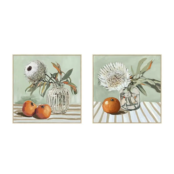 Canvas Home ESPRIT Yellow White Red Green Cottage 83 x 4,5 x 83 cm (2 Units) - Декорация и Осветление<<<Дом