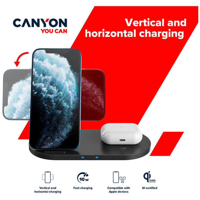 WIRELESS STAND CANYON WCS202B 10W 2IN1