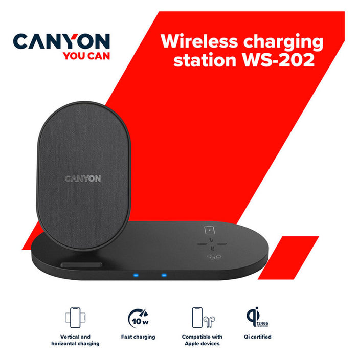 WIRELESS STAND CANYON WCS202B 10W 2IN1