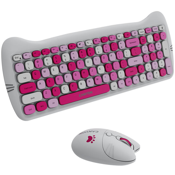 Wireless Set Keyboard, Mouse, Pad CANYON KITTY EDITION CNS-HSETW6PK CNS-HSETW6PK