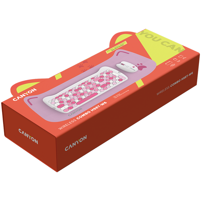 Wireless Set Keyboard, Mouse, Pad CANYON KITTY EDITION CNS-HSETW6PK CNS-HSETW6PK