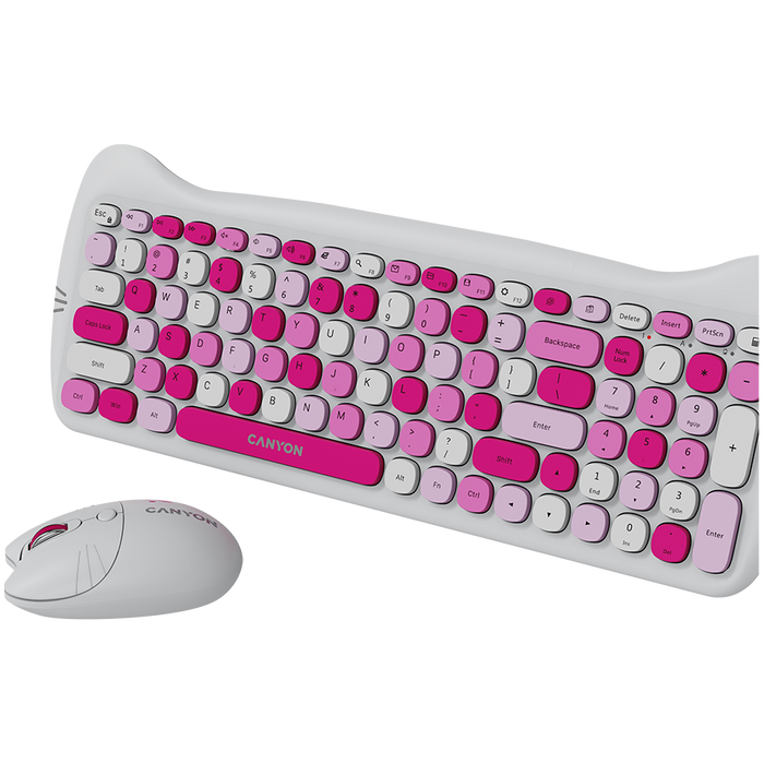 Wireless Set Keyboard, Mouse, Pad CANYON KITTY EDITION CNS-HSETW6PK CNS-HSETW6PK
