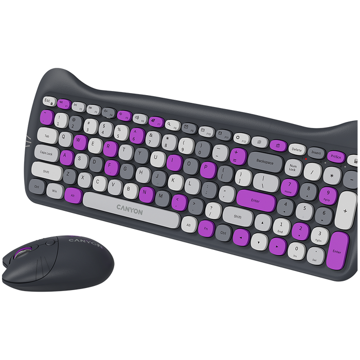 Wireless Set Keyboard, Mouse, Pad CANYON KITTY EDITION CNS-HSETW6VT CNS-HSETW6VT
