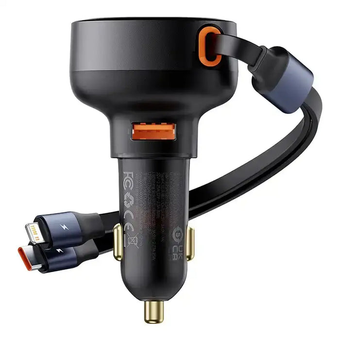Car Charger Baseus Enjoyment USB with USB-C cable and Lightning 60W (black) - Car chargers<<<Chargers<<<GSM