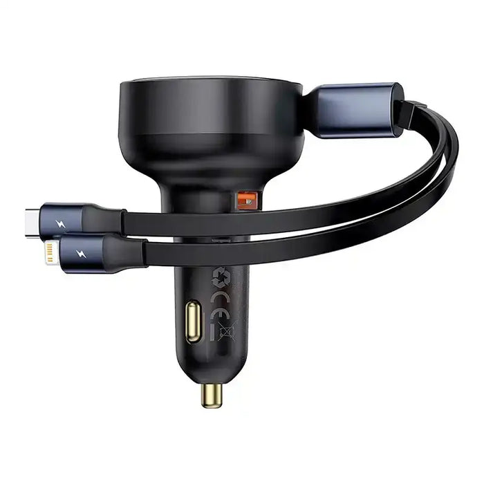 Car Charger Baseus Enjoyment USB with USB-C cable and Lightning 60W (black) - Car chargers<<<Chargers<<<GSM