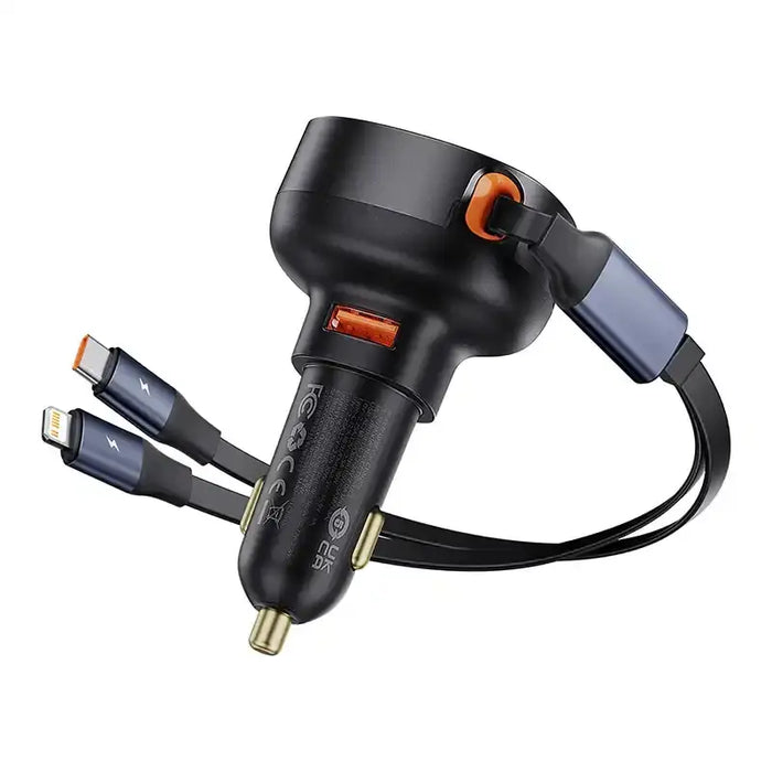 Car Charger Baseus Enjoyment USB with USB-C cable and Lightning 60W (black) - Car chargers<<<Chargers<<<GSM