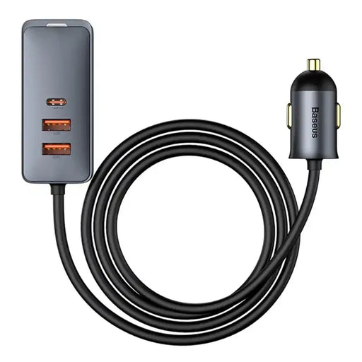 Car charger Baseus Share Together with extension cord 2x USB 2x USB-C 120W (grey) - Car chargers<<<Chargers<<<GSM