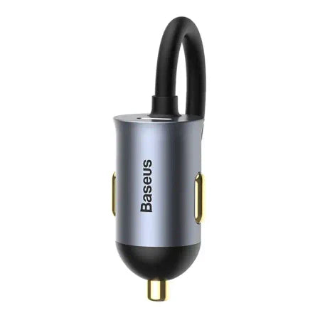 Car charger Baseus Share Together with extension cord 2x USB 2x USB-C 120W (grey) - Car chargers<<<Chargers<<<GSM