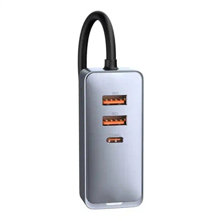 Car charger Baseus Share Together with extension cord 2x USB 2x USB-C 120W (grey) - Car chargers<<<Chargers<<<GSM