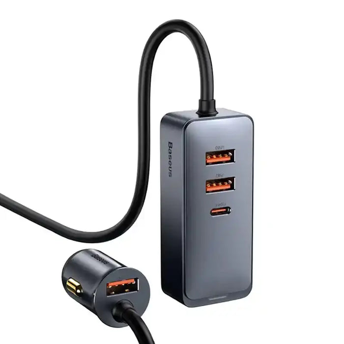 Car charger Baseus Share Together with extension cord 3x USB USB-C 120W (grey) - Car chargers<<<Chargers<<<GSM