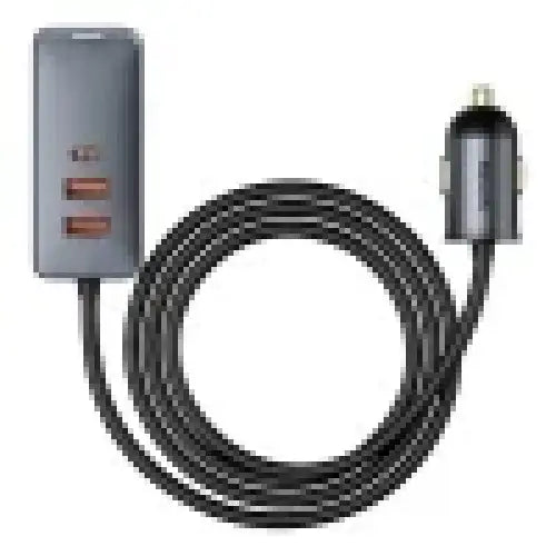 Car charger Baseus Share Together with extension cord 3x USB USB-C 120W (grey) - Car chargers<<<Chargers<<<GSM
