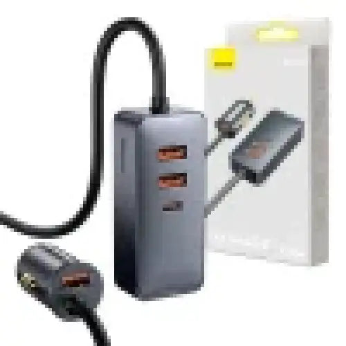 Car charger Baseus Share Together with extension cord 3x USB USB-C 120W (grey) - Car chargers<<<Chargers<<<GSM