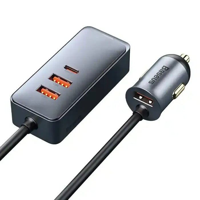 Car charger Baseus Share Together with extension cord 3x USB USB-C 120W (grey) - Car chargers<<<Chargers<<<GSM