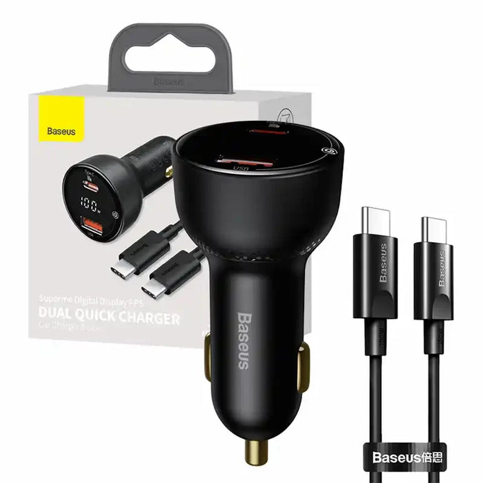 Car charger Baseus Superme USB USB-C 100W + USB-C cable (black) - Car chargers<<<Chargers<<<GSM
