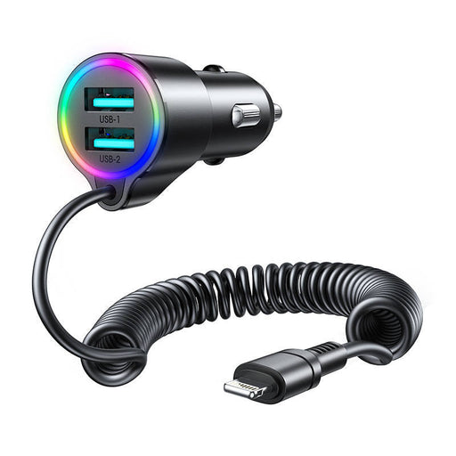 Car charger Joyroom JR-CL25 2x USB + Lightning cable (black) - Car chargers<<<Chargers<<<GSM