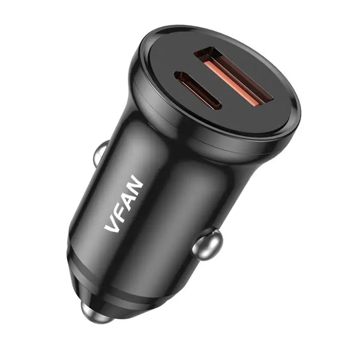 Car charger VFAN C03 USB + USB-C 20W PD + QC 3.0 (black) - Car chargers<<<Chargers<<<GSM Accessories<<<InnproXML
