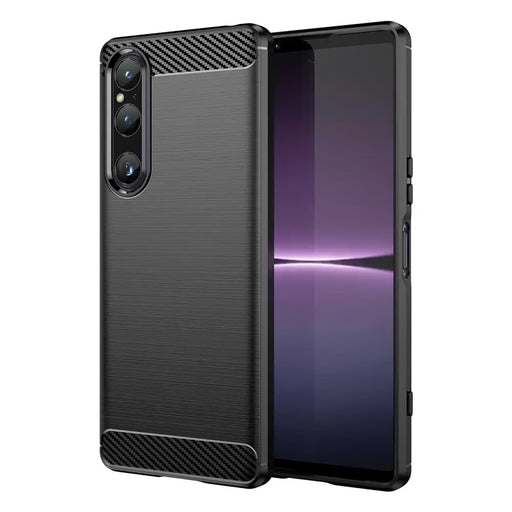 Carbon Case cover for Sony Xperia 1 V flexible silicone carbon cover black - Cell phone cases and covers<<<HurtelXML
