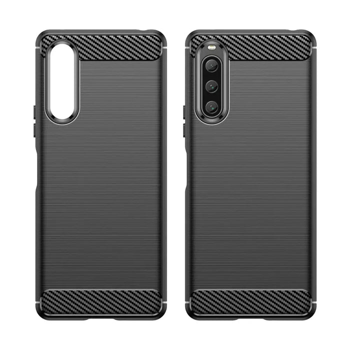 Carbon Case cover for Sony Xperia 10 V flexible silicone carbon cover black - Cell phone cases and covers<<<HurtelXML