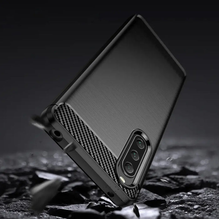 Carbon Case cover for Sony Xperia 10 V flexible silicone carbon cover black - Cell phone cases and covers<<<HurtelXML