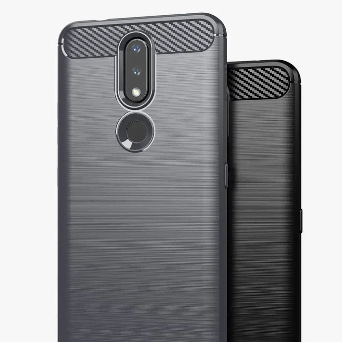 Carbon Case Flexible Cover TPU Case for Nokia 2.4 black - Cell phone cases and covers<<<HurtelXML