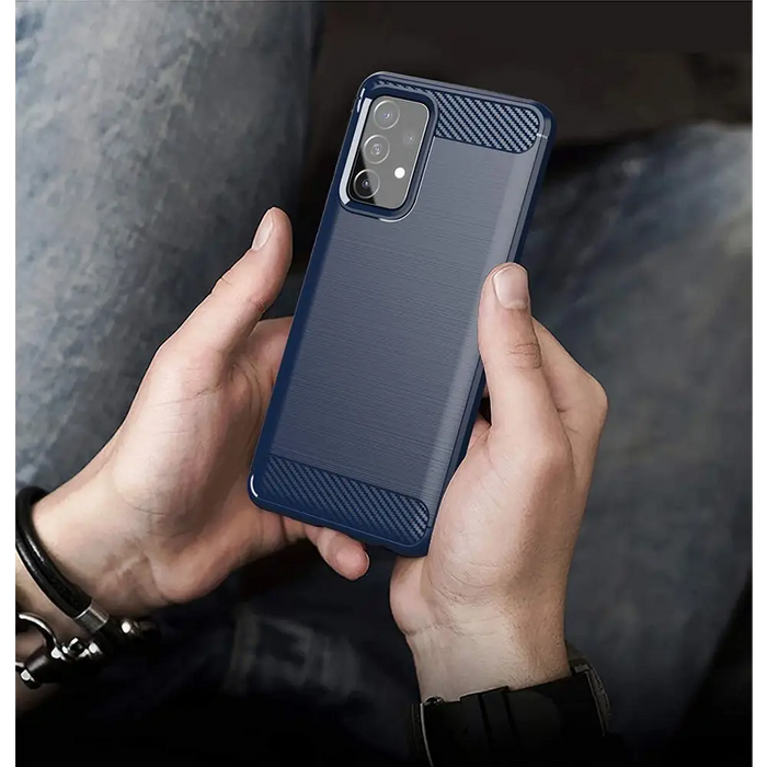Carbon Case Flexible Cover TPU Case for Samsung Galaxy A72 4G blue - Cell phone cases and covers<<<HurtelXML