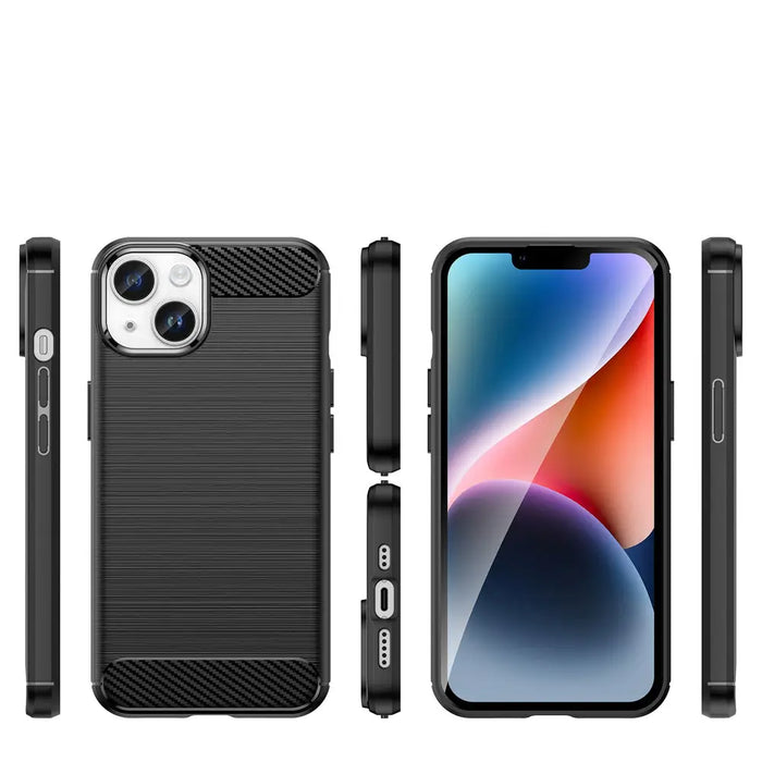 Carbon Case for iPhone 14 Plus flexible gel back cover black - Cell phone cases and covers<<<HurtelXML