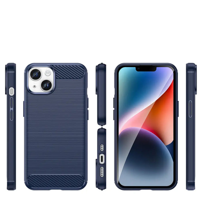 Carbon Case for iPhone 14 Plus flexible gel back cover blue - Cell phone cases and covers<<<HurtelXML