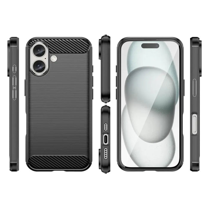 Carbon Case for iPhone 16 Plus Silicone Case - Black - Cell phone cases and covers<<<HurtelXML