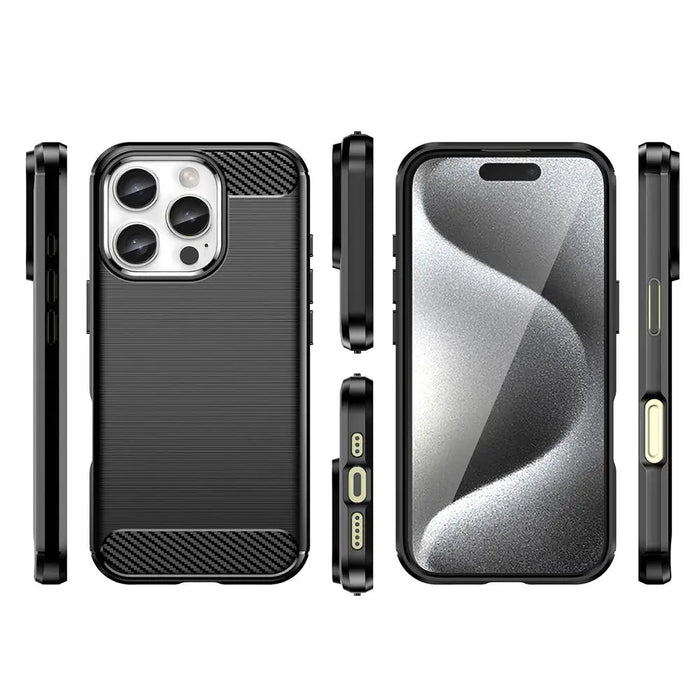Carbon Case for iPhone 16 Pro Max Silicone Case - Black - Cell phone cases and covers<<<HurtelXML