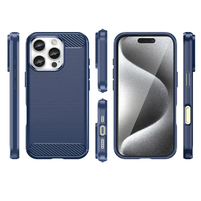 Carbon Case for iPhone 16 Pro Max Silicone Case - Blue - Cell phone cases and covers<<<HurtelXML
