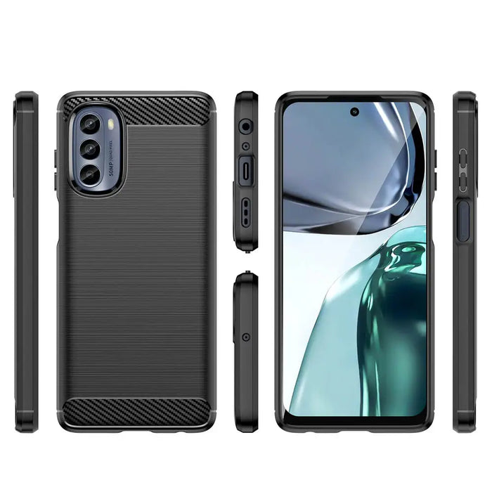 Carbon Case for Motorola Moto G62 5G flexible silicone carbon cover black - Cell phone cases and covers<<<HurtelXML