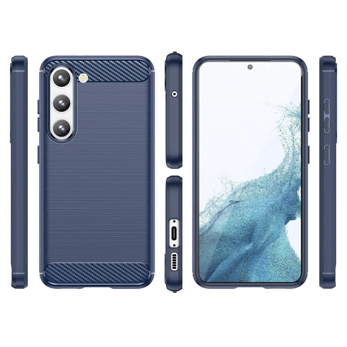 Carbon Case for Samsung Galaxy S23+ flexible silicone carbon cover blue - Cell phone cases and covers<<<HurtelXML