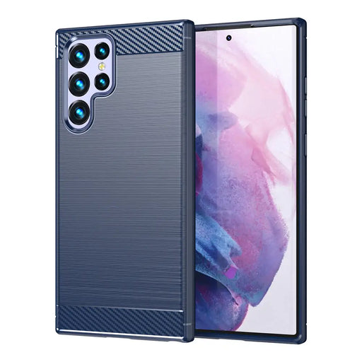 Carbon Case for Samsung Galaxy S23 Ultra flexible silicone carbon cover blue - Cell phone cases and covers<<<HurtelXML