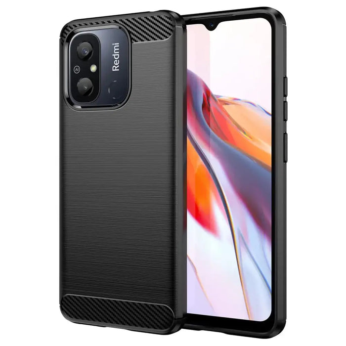 Carbon Case for Xiaomi Redmi 11A / Poco C55 / Redmi 12C Flexible Silicone Carbon Cover Black - Cell phone cases