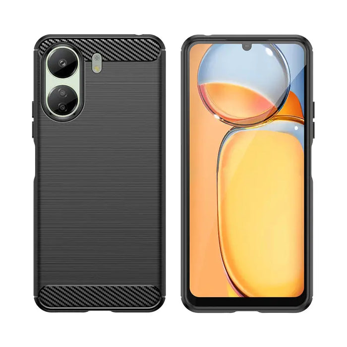 Carbon Case for Xiaomi Redmi 13c Flexible Silicone Carbon Cover - Black - Cell phone cases and covers<<<HurtelXML