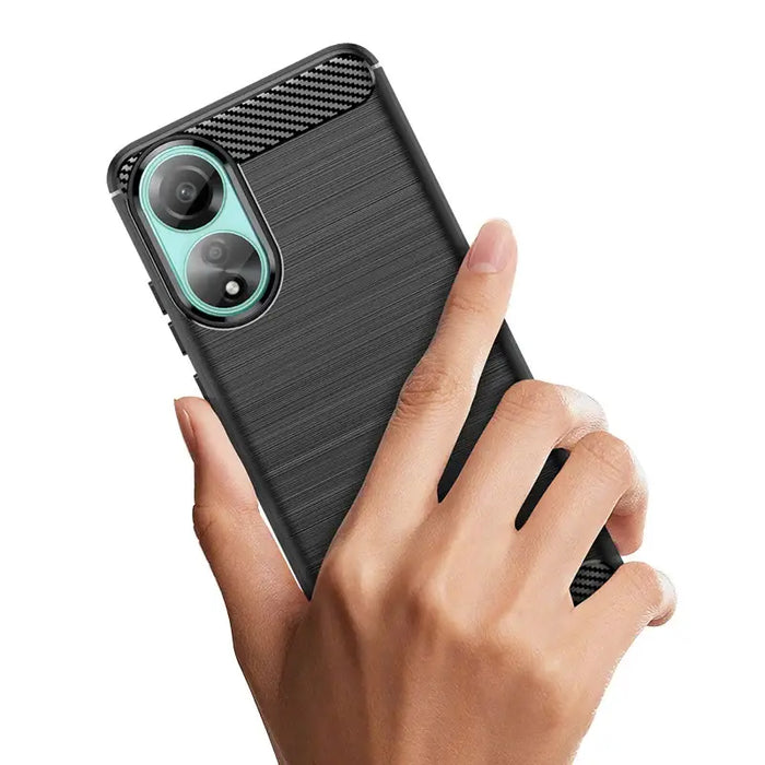 Carbon Case silicone case for Oppo A78 4G - black - Cell phone cases and covers<<<HurtelXML